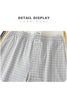 3pcs Men's 100% Cotton Underwear, Men's Boxer Briefs, Soft Comfortable Plaid Design Loose Boxer Shorts - Multicolor - View 3