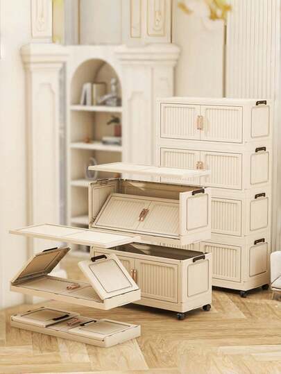 冬季橱柜折叠整理箱家用客厅玩具柜厨房收纳柜零食柜浴室储物柜简约奢华塑料多层收纳柜-宽敞抽屉式年末囤货玩具杂物收纳盒