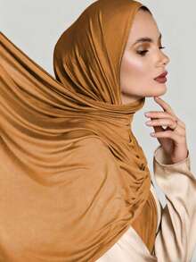 1 pieza Nuevo estilo Hijab chal de gran tamaño Jersey suave unicolor casual para mujer