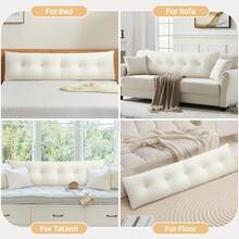 Soft Headboard Pillow Bed Wedge Pillow For Headboard With Side Pockets Dorm Headboard Twin Full Queen King Backrest Pillow, Bed Bolster Pillows For Back Support With Removable Cover - 奶油白 - 查看 7