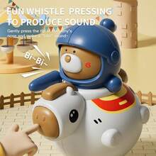 1pc Baby Rattle Toy, Cartoon Horse & Bear Tumbler, Whistle, Suitable For Daily Parent-Child Interaction, Soothing & Entertainment For Infants