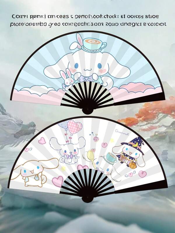 Sanrio Nuevo estilo Sanrio Kuromi Anime Abanico plegable - Accesorio de cosplay de alta estética, abanico decorativo y lindo para fans