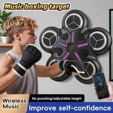 Máquina de boxeo musical - Máquina de boxeo musical montada en la pared con luces LED, equipo de boxeo inalámbrico inteligente, máquina de entrenamiento de boxeo musical con guantes, ¡adecuada para gimnasios en casa!