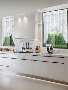 1 pieza Cortina de cocina de unicolor con diseño de bolsillo para barra, cortina transparente y ligera, adecuada como divisor de habitaciones para dormitorio, sala de estar, comedor y decoración de cocina. Cortinas de encaje floral translúcidas, elegantes y de moda, adecuadas para la decoración de la sala de estar y el dormitorio. - Multicolor - Ver 4