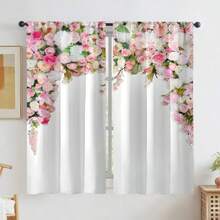 2 tấm rèm in hoa hồng màu hồng thanh lịch - Thiết kế hoa văn với họa tiết hoa hồng trắng và kem, 100% polyester, kiểu may túi luồn thanh treo dễ dàng, có thể giặt máy, thích hợp cho phòng ngủ, phòng khách, nhà bếp, phòng tắm - Trang trí nhà cửa phong cách và tăng cường sự riêng tư, rèm cửa cho phòng ngủ, rèm chắn sáng. - Nhiều màu - Xem 10