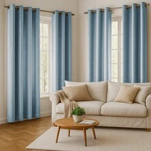 SEWLO 4Panel: Velvet Curtains (Eyelet), Available In Multiple Colors And Sizes, 90% Light Blocking, Windproof, Suitable For Various Room Layouts, Soft And Comfortable. - Blue - View 1