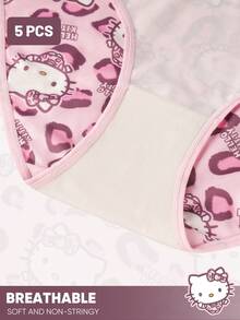 Sanrio 5pcs/Pack Women's Cute Hello Kitty Printed Comfortable Cotton Panties