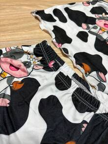 Stitch Cropped Pajamas And Sexy Women's Babydoll Shorts - Màu đen mờ - Xem 3