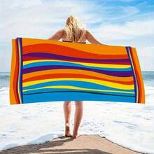 Vibrant Striped Soft Microfiber Beach Towel- Quick Dry, Absorbent& Sand- Swimming, Yoga, Camping& Travel- 29x 58inch Or 31x 71inch, Yoga Accessories Fashion Stripes Sandproof - Màu Cam cháy - Xem 10