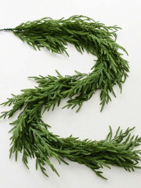 Guirnalda de pino de Norfolk de 9 pies, guirnalda de cedro de tacto real, guirnalda de pino para chimenea, mesa, barandilla de escalera, decoraciones navideñas interiores y exteriores