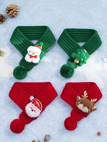 Multi-Color Christmas Pet Scarf, Holiday Christmas Pet Scarf, Knitted Pattern, Red And Green With Golden Accents, Adjustable Fit For Cats And Dogs - Holiday Accessory