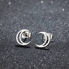 1 Pair Of Stainless Steel Delicate Moon Star Earrings For Women Asymmetrical Star Moon Bride Engagement Earrings For Wedding Gifts