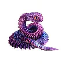 30cm Realistic Jointed Snake Toy – Glow In The Dark Flexible 3D Printed Viper Figure,Random Eye Color, Fun Prank Or Party Gift,Desktop Ornaments,Halloween Decorations, Prank Toys, Horror Toys, Cute Snakes - Multicolor - View 10