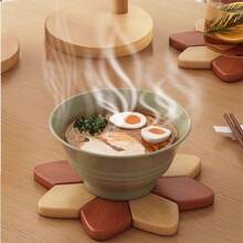 木质隔热碗垫、隔热垫和花朵杯垫套装，带支架。创意风车造型隔热隔热垫，耐热高品质杯垫和隔热垫，适用于您的餐桌。 - 彩色 - 查看 9