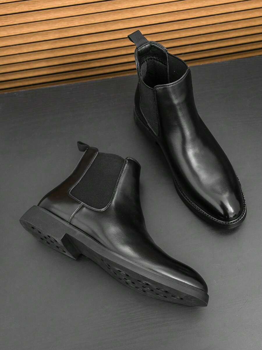 Men's Chelsea Boots Leather Lightweight Casual Chukka Ankle Boots Classic Elastic Dress Boots For Men - màu đen - Xem 1