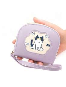 Cartoon Cat Wallet, Girl's Cartoon Cat, Minimalist Zipper Coin Purse, Ladies Wallet - Multicolor - View 7