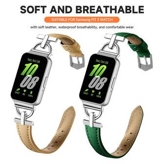 皮革表带与三星 Galaxy Fit 3 兼容 运动表带与三星 Fit 3 智能手表腕带兼容 Galaxy Fit 3 手链带