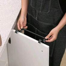 1pc Stainless Steel Towel Rack - Strong Adhesive Hook, Suitable For Bathroom, Kitchen Cabinet | Can Hang Towels, Dishcloths, Gloves | Space-Saving And Rust-Resistant Design - Black - View 4