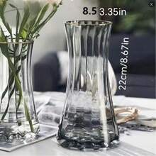 1个现代风格玻璃花瓶，条纹圆柱形设计，艺术装饰花瓶，适用于家居、客厅、卧室、咖啡桌、办公桌、接待区，是家居和房间装饰的理想之选。 - 彩色 - 查看 13