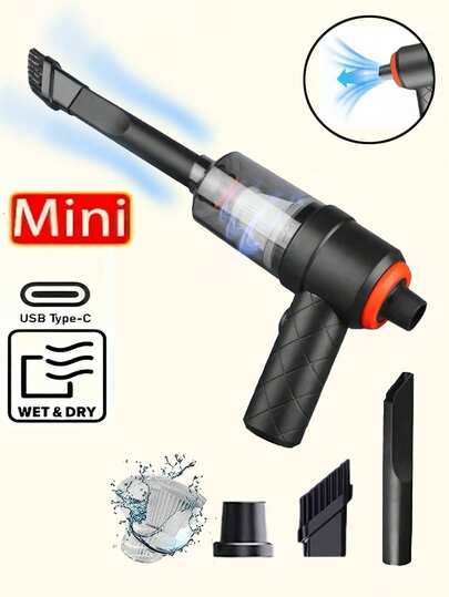 Aspirapolvere senza fili per auto, potente aspirapolvere palmare mini 2 in 1 a basso rumore, con ugelli multiuso, ricaricabile, kit di pulizia per auto, casa, ufficio, animali domestici, tastiera