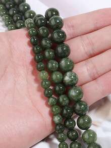 1 hebra de cuentas sueltas de jaspe natural genuino, piedras preciosas semi-preciosas redondas y lisas para hacer joyas, pulseras y collares DIY