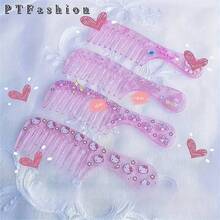 [ Authorized ] Sanrio Cartoon Hello Kitty Kuromi Cinnamon Roll Melody Cute Mini Comb, Coarse Toothed Soft Girl Portable Makeup Comb, Hairpin Comb, Birthday Gift, Christmas Gift