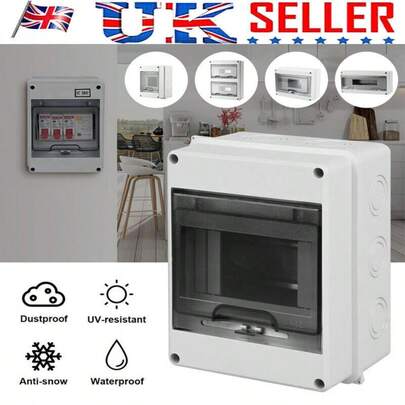 5/8/12 Way Weatherproof Consumer Unit Enclosure RCD MCB RCBO IP65 Electrical Box