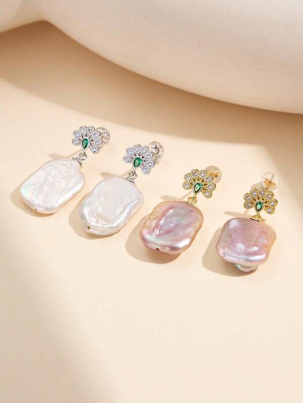 AETOLIA Orecchini pendenti in argento sterling con perle barocche, eleganti orecchini a goccia floreali per donne, gioielli di lusso per matrimoni, feste e cene