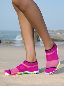 ZVB Couples Water Shoes Suitable For Barefoot Lovers, Soft-Soled Women's Beach Shoes For Swimming, Diving, Outdoor Quick-Drying Summer Sandals, Fishing Water Shoes, Non-Slip Breathable Wading Shoes - 玫紅色 - 查看 8