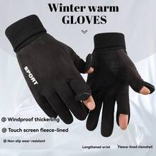 Winter Waterproof Ski Gloves Thermal Lined Warm Gloves For Men; Winter Thickened Touch Screen Outdoor Running, Cycling, Delivery, Two-Finger And-Finger Gloves, Snow Warm Cycling Cold Weather, Driving Biking Running