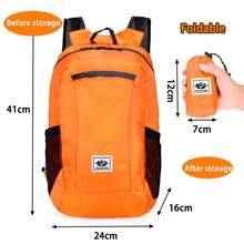 20L Foldable Backpack, Hiking Backpack, Outdoor Sports Bag, Lightweight Waterproof Backpack, Waterproof And Comfortable Foldable Backpack, Ultralight Portable Storage Bag, Perfect For Camping Essentials, Camping Gear, Hiking, Travel Accessories, Waterproof And Durable, Great For Christmas, Halloween, Thanksgiving, And Back-To-School Gifts. Available In Orange, Black, Lake Blue, And Gray. - 彩色 - 查看 6