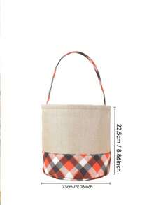 Personalized Embroidery Halloween Pattern Name Halloween Imitation Grid Storage Basket Fun Shopping Center Amusement Park Indoor And Outdoor Decoration Props Accessories Gifts Not Given Sugar Bag Handbag Candy Bag Multi Functional Storage Basket Short Distance Travel Bag - Multicolor - View 6