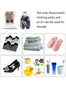 1/5/10/15pcs Travel Shoe Bags, Waterproof Transparent Drawstring Shoe Bags, Dust-Proof Portable Shoe Storage Bags, Unisex, Essential For Fitness, Vacation, Travel Organization, Shoe Covers, Dust-Proof, Ladies Storage Bags, Travel Essential, Cruise Essential, Vacation Essential - Clear - View 9