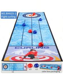 Juego de batalla interior para niños, alfombra de juego, juguetes deportivos para 2 jugadores. Juguetes de golf, fútbol, bolos, curling. Interacción entre padres e hijos. Algunos accesorios pequeños de color aleatorio. Regalo para niños y niñas, vuelta al colegio