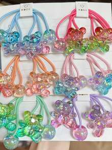 5pcs/1pc Colorful Cartoon Bear Hair Ties, Cute Candy Color Hair Scrunchies, High Elasticity Ponytail Holders, Harmless Hair Accessories, Random Color ,Makeup ,Hair Elastics ,Hair Rubber Bands ,Hair Rope Head Accessories