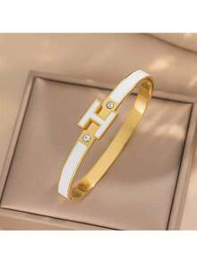 1pc 18K Gold Plated Women's H-Shaped Bracelet, Exquisite Jewelry Bracelet, Best Gift For Ladies On Easter, Christmas, Mother's Day (No Gift Box) - Letter H - View 13