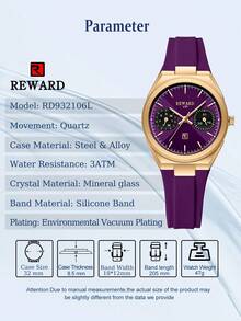 Reward Women Quartz Watch Luxury Fashion Lady Wrist Watches Silicone Bracelet Waterproof With Box Elegant And Versatile For Business And Casual Wear Retro Rectangle