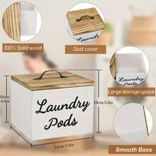 1 pieza Elegante soporte de madera para cápsulas de lavandería, contenedor de cápsulas de lavandería y organización del cuarto de lavado, soporte para cápsulas del lavavajillas para cápsulas de lavandería, suavizante y hojas de secadora, decoración estilo granja