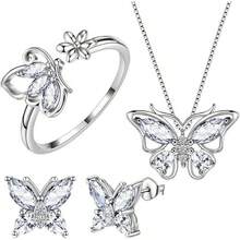 Butterfly Ring, Stud Earrings, Necklace, Bracelet Women's Jewelry Set, Suitable For Daily, Wedding, Party Wear, Suitable For Wives, Daughters, Good Friends As Birthday Gifts, Holiday Gifts - 紫色項鍊 - 查看 5