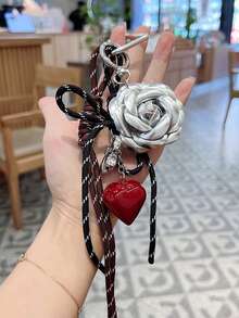 Yogodlns 手工山茶花个性化心形钥匙扣，创意简约DIY打结吊坠流苏配饰，皮革嘴唇珍珠蝴蝶结钥匙圈，蝴蝶钥匙扣，汽车挂件，包包挂饰 - 彩色 - 查看 12