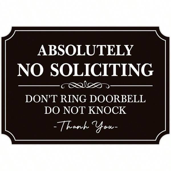 No Soliciting Sign Front Door Self - Adhesive Elegant Do Not Knock Or Ring Doorbell No Soliciting Sticker Home, No Solicitors Sign Doorbell, House Door, Home, Office 5.6x 3.9
