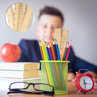 10pcs Wooden Rulers With 2 Precise Scales, Single Wooden Printed Rulers Bulk For School Classroom Home Office Crafts(20cm)