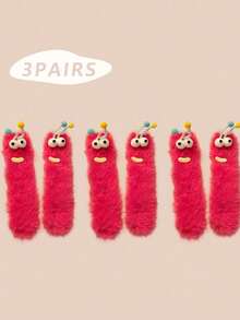 1/2/3 双女士趣味袜子、节日袜子、卡通袜子、毛绒袜子、节日袜子、中筒袜、大眼袜子、可爱袜子、保暖袜子 - 彩色 - 查看 37