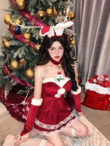 1 套圣诞战士性感妖妇连帽斗篷连衣裙红色紧身连衣裙服装，适合化妆舞会、酒吧派对、俱乐部穿着