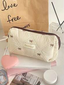 Große Kapazität tragbare Kosmetiktasche Kaffee Schleife Beere Schleife Schönheitstasche Stoff weich Reißverschluss Kosmetiktasche Kulturtasche Aufbewahrungsbox Zuhause & Reise täglicher Gebrauch süßes Schleifen-Design Mehrstufige Aufbewahrung Reise Kosmetiktasche Kulturtasche Reisenotwendigkeit Rückkehr zur Schule Muss-haben Reisebegleiter Kreuzfahrt Reisetasche, Make-up Tasche, Kosmetikkoffer, Make-up Tasche, Aufbewahrung, Weihnachtsgeschenke, Tasche, Reise, Geschenke für Frauen, Frauen Tasche, Clutch / kleine Handtasche, Make-up Organizer, Tasche, Pinselhalter, Mini Tasche, Große Kapazität Tasche - Kaffeebraun - Übersicht 3