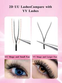 VP 0.07mm Curl: C/D/B U-Shaped YY Eyelash Extension Double Layer U Sahpe YY Lashes Ultra Soft Featherlight False Mink Eyelashes Brazilian Cilios
