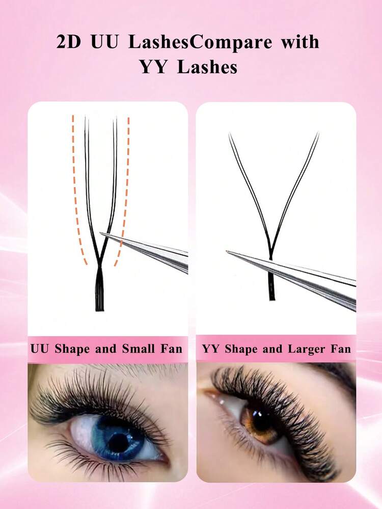 VP 0.07mm Curl: C/D/B U-Shaped YY Eyelash Extension Double Layer U Sahpe YY Lashes Ultra Soft Featherlight False Mink Eyelashes Brazilian Cilios - Black-d - View 4