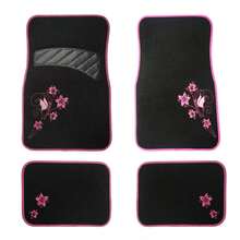 4pcs/Set Butterfly Embroidered Car Floor Mats - 4-piece Car Carpet Set - View 6