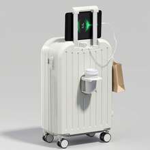 20 Inch Suitcase Hard Shell Scratch-Resistant Surface Cup Holder Hanging Hook And Code Lock Silent Spinner Wheel Luggage Suitcase - White - View 8