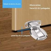 Kit 4 Prendedor Porta Magnético Slim Adesivo 3m Aço Inox Cromado Batente Trava Porta Segurador Imã Forte - Prata - Visão 6